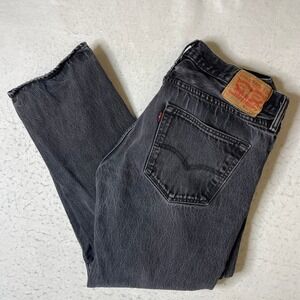 Levi's 501 Original Fit Jeans Mens 36x30 Black Faded Straight Leg Denim Pants